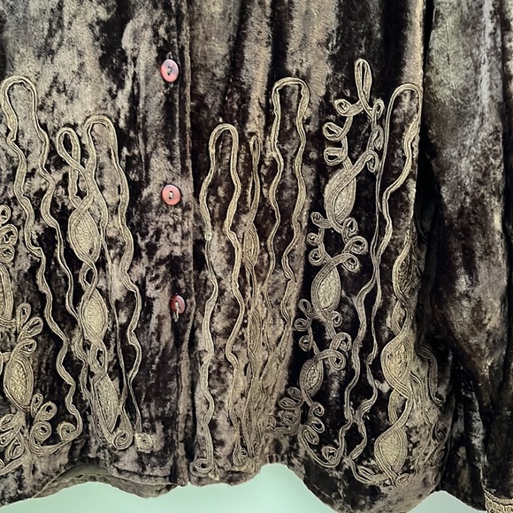 Cold water Creek Brown Crushed Velvet Jacket Size L - Picture 2 of 6